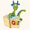 image of a dragon reading a book